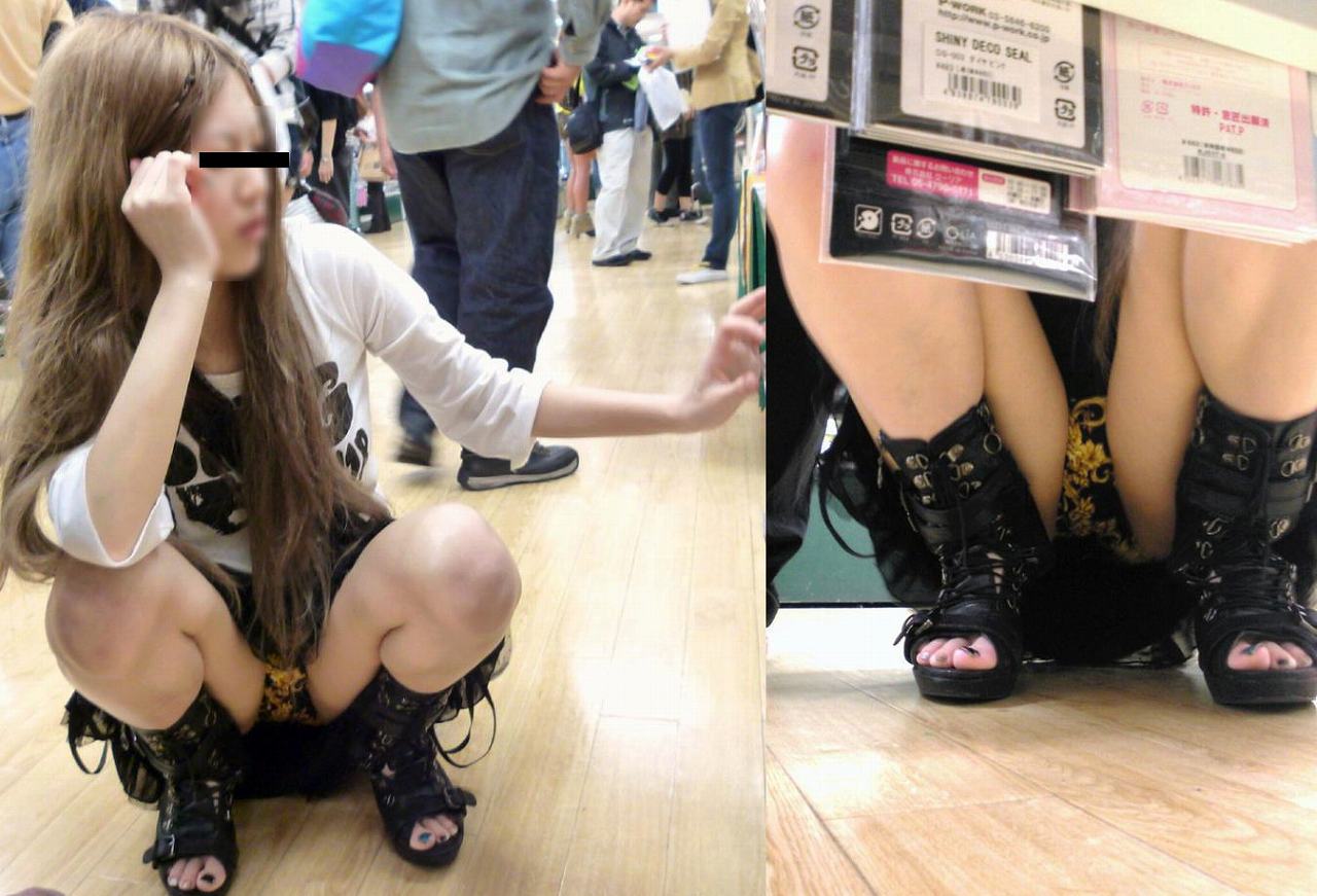 素人娘のスカートから見えるHなパンツ-4